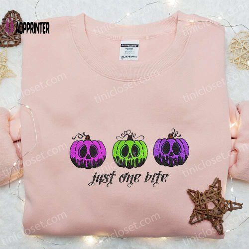 Just One Bite Pumpkins Embroidered Sweatshirt – Halloween Hoodie Best Gift Ideas