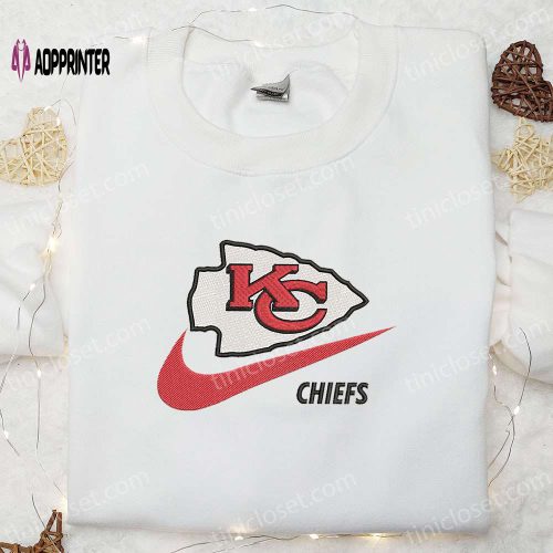 Kansas City Chiefs x Nike Swoosh Shirt & Hoodie: NFL Sports Embroidered Gear Perfect Gift Idea