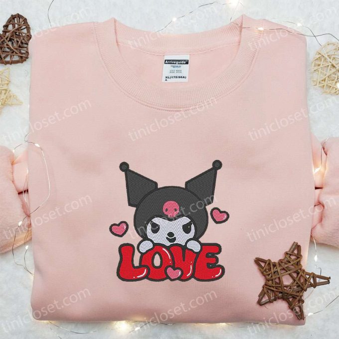 Kuromi Love Embroidered Shirt & Valentine Hoodie: Perfect Gift for Girlfriend