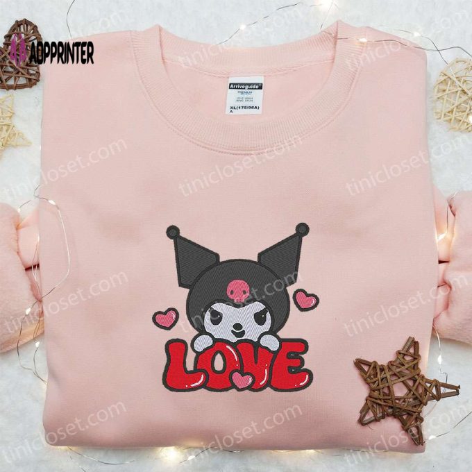 Kuromi Love Embroidered Shirt & Valentine Hoodie: Perfect Gift for Girlfriend!