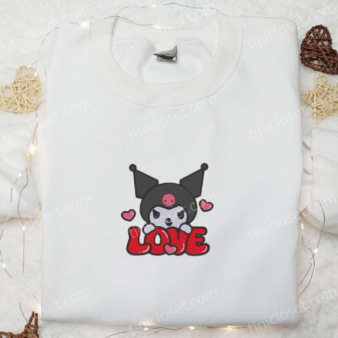 Kuromi Love Embroidered Shirt & Valentine Hoodie: Perfect Gift for Girlfriend!