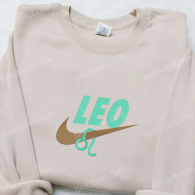 Leo Zodiac x Nike Embroidered Shirt & Hoodie: Best Family Gifts with Nike-Inspired Swoosh