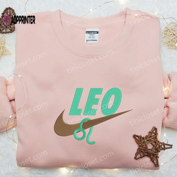 Leo Zodiac x Nike Embroidered Shirt & Hoodie: Best Family Gifts with Nike-Inspired Swoosh