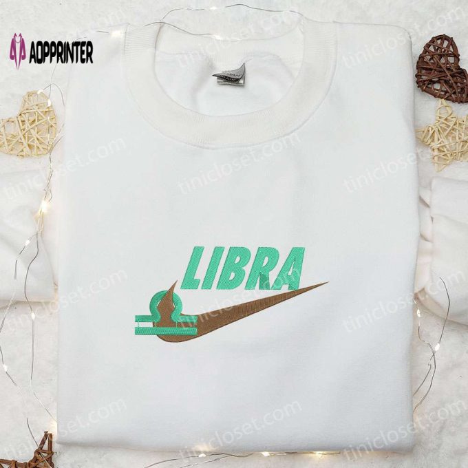 Libra Zodiac x Nike: Embroidered Shirt & Hoodie – Perfect Family Gifts