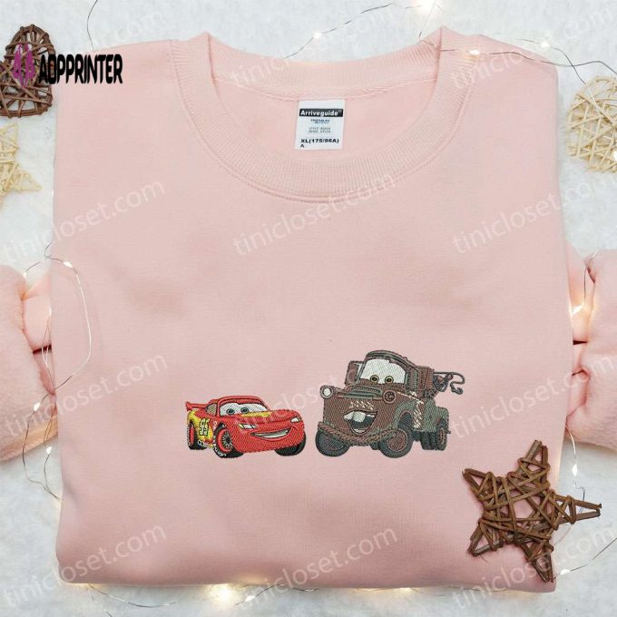 Disney Pixar Cars Lightning McQueen & Tow Mater Embroidered Shirt Hoodie & Sweatshirt