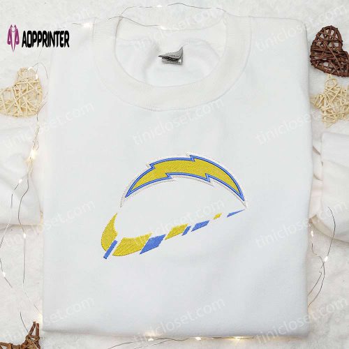 Los Angeles Chargers Helmet Embroidered Shirt & Hoodie: NFL Sports Gift Idea