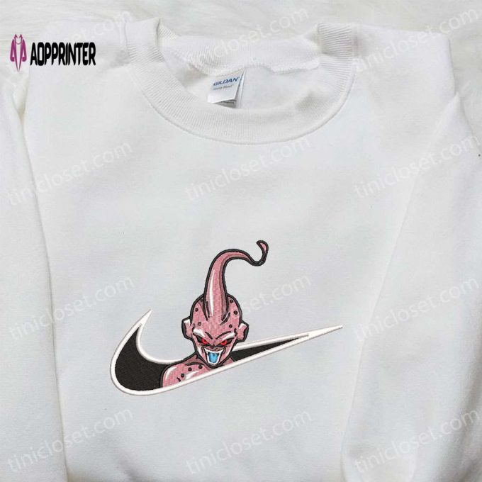 Majin Buu x Nike Swoosh Anime Embroidered Shirt – Dragon Ball & Nike Inspired Design