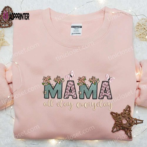 Mama Bear Est 2024 Embroidered Shirt & Mother s Day Hoodie: Perfect Gift for Mom