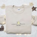 Mama Bear Est 2024 Embroidered Shirt & Mother s Day Hoodie: Perfect Gift for Mom