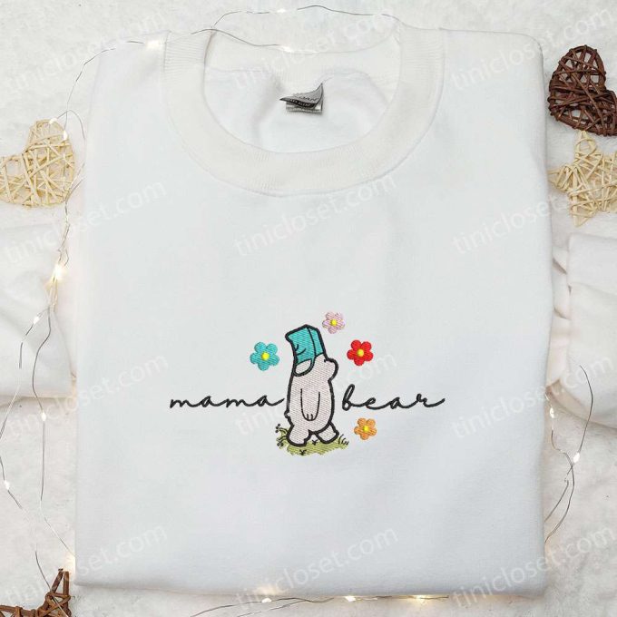 Mama Bear Flowers Embroidered Shirt & Hoodie: The Perfect Mother’s Day Gift for Mom