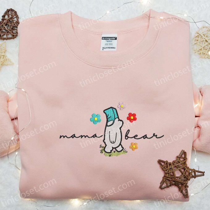 Mama Bear Flowers Embroidered Shirt & Hoodie: The Perfect Mother’s Day Gift for Mom