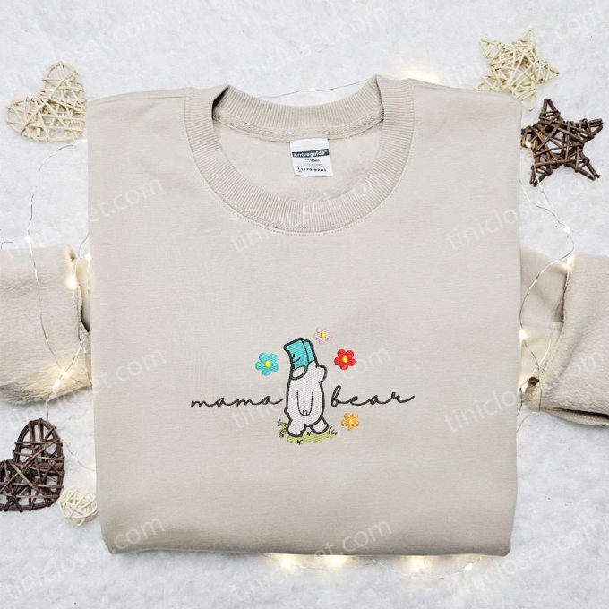 Mama Bear Flowers Embroidered Shirt & Hoodie: The Perfect Mother’s Day Gift for Mom