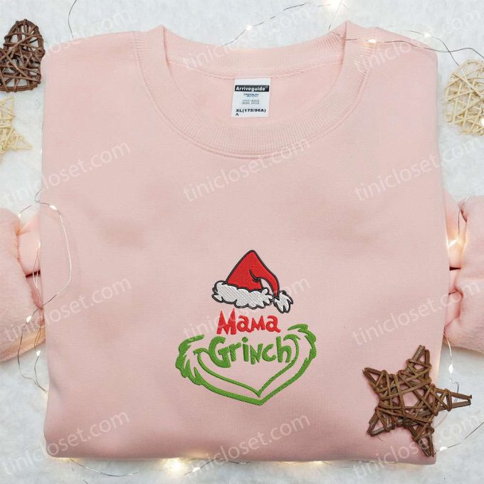 Mama Grinch Embroidered Shirt & Christmas Hoodie: Best Family Christmas Gifts