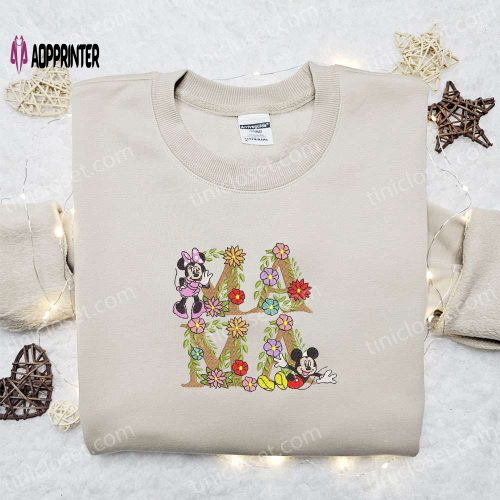 Mama Mickey & Minnie Flowers Shirt: Disney Characters Hoodie Perfect Mother’s Day Gift