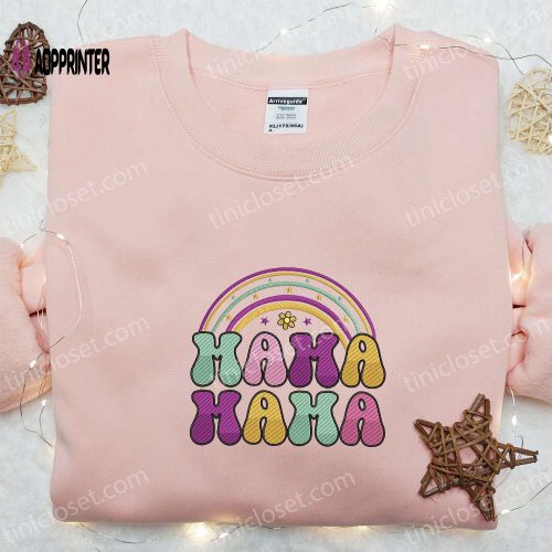 Mama Rainbow Cartoon Embroidered Shirt & Hoodie: Perfect Mother’s Day Gift for Mommy