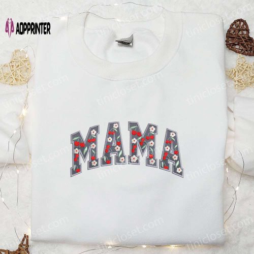 Mama Smiley Face Embroidered Shirt & Mother’s Day Hoodie: Best Gift For Mom