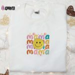 Mama Smiley Face Embroidered Shirt & Mother’s Day Hoodie: Best Gift For Mom