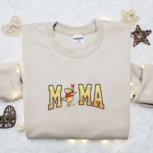 Mama Winnie The Pooh Embroidered Shirt & Hoodie: Perfect Mother’s Day Gift for Mom