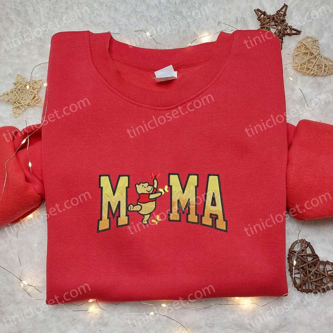 Mama Winnie The Pooh Embroidered Shirt & Hoodie: Perfect Mother’s Day Gift for Mom