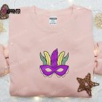 Mardi Gras Mask Embroidered Shirt & Holiday Hoodie: Best Gift Idea for Festive Celebrations