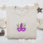 Mardi Gras Mask Embroidered Shirt & Holiday Hoodie: Best Gift Idea for Festive Celebrations