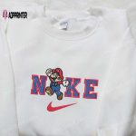 Super Mario x Nike Cartoon Embroidered Shirt: Stylish Nike Inspired Tee with Mario Graphics