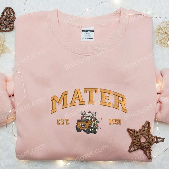 Disney Pixar Cars Xmas Embroidered Shirt Hoodie & Sweatshirt – Mater Est 1951 Collection