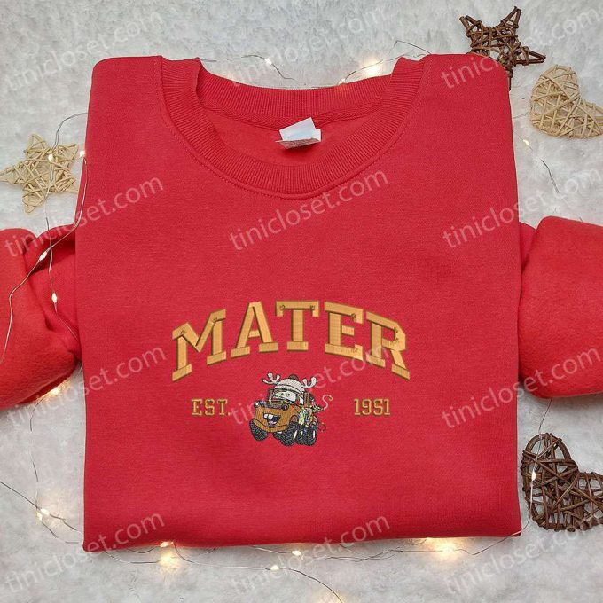 Disney Pixar Cars Xmas Embroidered Shirt Hoodie & Sweatshirt – Mater Est 1951 Collection