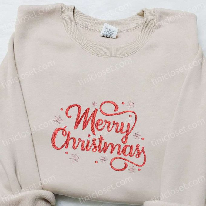 Shop Merry Christmas Embroidered Shirt & Hoodie – Perfect Family Gifts!