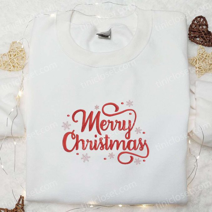 Shop Merry Christmas Embroidered Shirt & Hoodie – Perfect Family Gifts!