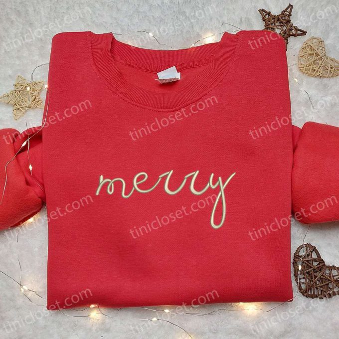 Merry Embroidered Shirt & Christmas Hoodie: Best Family Christmas Gifts