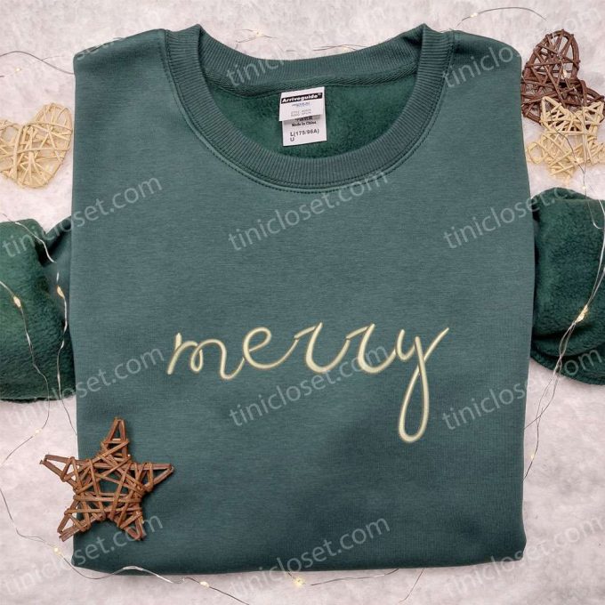 Merry Embroidered Shirt & Christmas Hoodie: Best Family Christmas Gifts