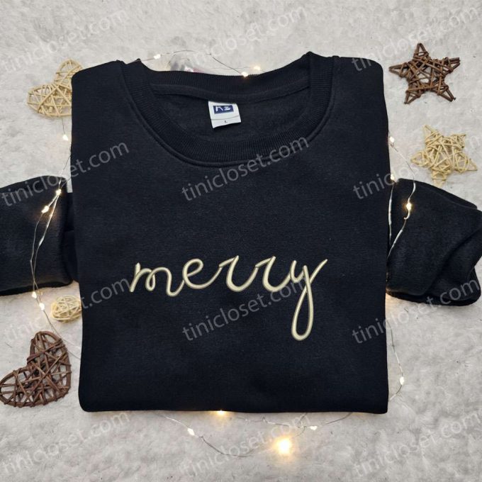 Merry Embroidered Shirt & Christmas Hoodie: Best Family Christmas Gifts