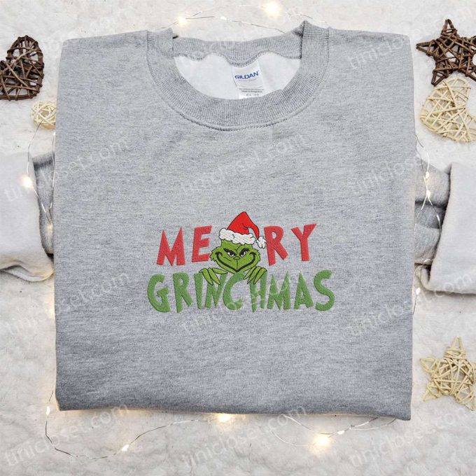 Merry Grinchmas Embroidered Sweatshirt & Shirt: Best Christmas Gift Ideas