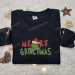 Merry Grinchmas Embroidered Sweatshirt & Shirt: Best Christmas Gift Ideas