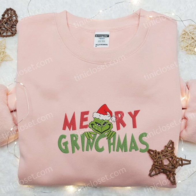 Merry Grinchmas Embroidered Sweatshirt & Shirt: Best Christmas Gift Ideas