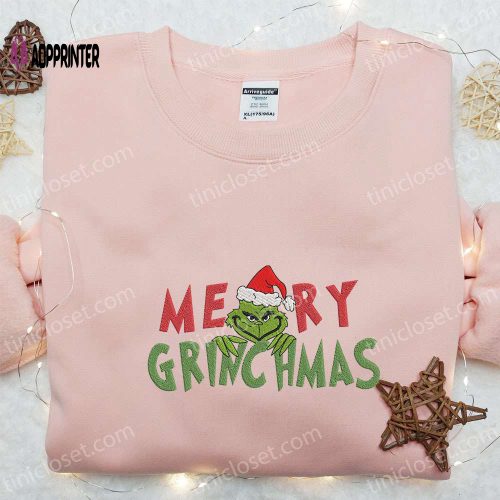 Merry Grinchmas Embroidered Sweatshirt & Hoodie: Best Christmas Gift Ideas