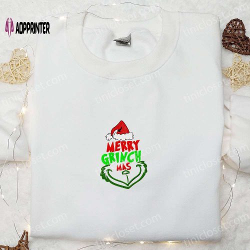 Merry Grinchmas Embroidered Sweatshirt & Shirt: Best Christmas Gift Ideas