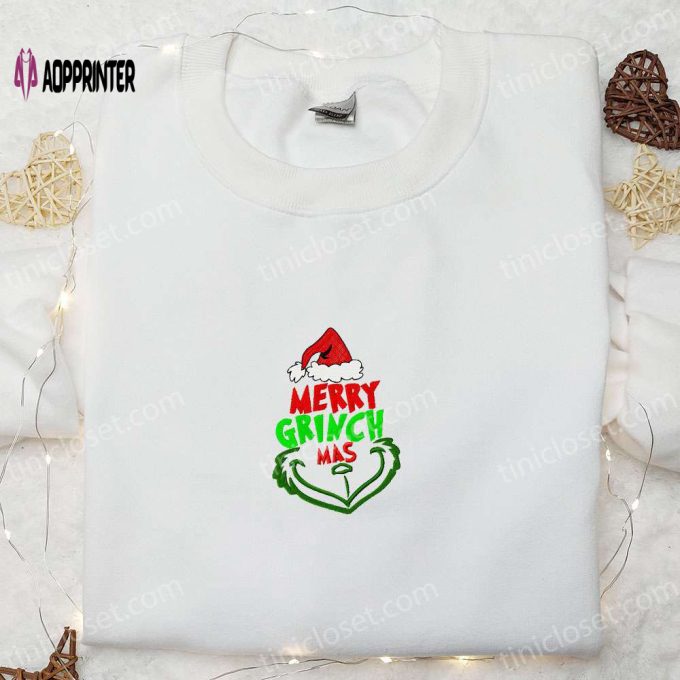 Merry Grinchmas Embroidered Sweatshirt & Hoodie: Best Christmas Gift Ideas