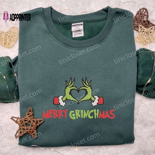 Merry Grinchmas: Grinch Hands Heart Sign Shirt & Hoodie – Best Christmas Gifts for Family