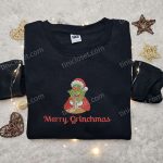 Merry Grinchmas Love Embroidered Sweatshirt & Shirt: Best Christmas Gift Ideas for Family