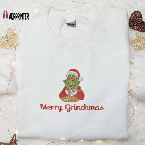 Merry Grinchmas Embroidered Sweatshirt & Shirt: Best Christmas Gift Ideas