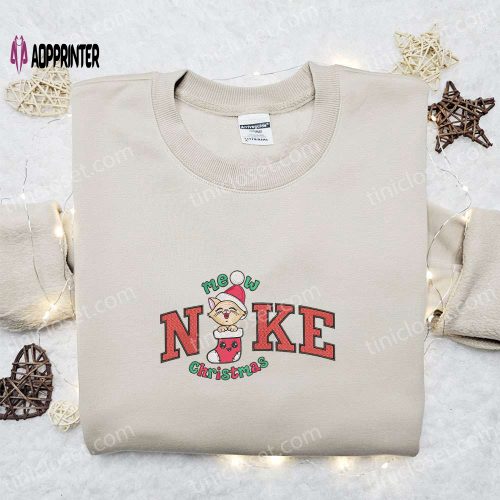 Minnie & Daisy Xmas Hat x Nike Embroidered Sweatshirt: Disney Characters Movie Merry Christmas Shirt Best Gift