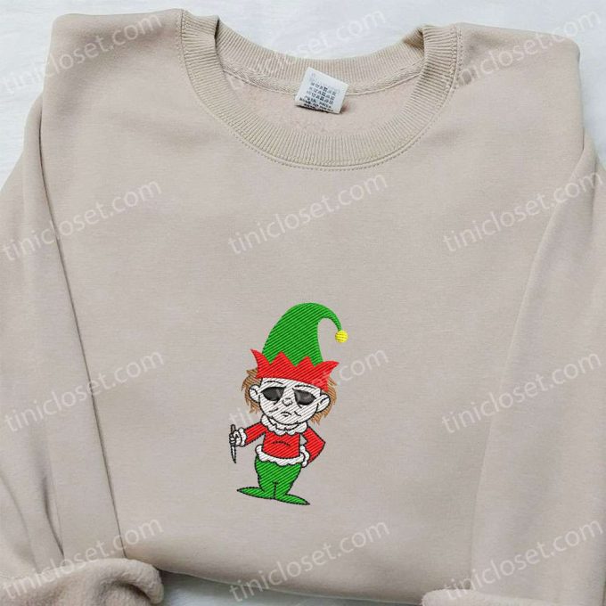 Spooktacular Michael Myers Elf Embroidered Shirt Halloween Hoodie & Christmas Sweatshirt