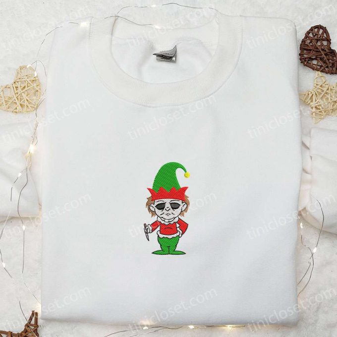 Spooktacular Michael Myers Elf Embroidered Shirt Halloween Hoodie & Christmas Sweatshirt