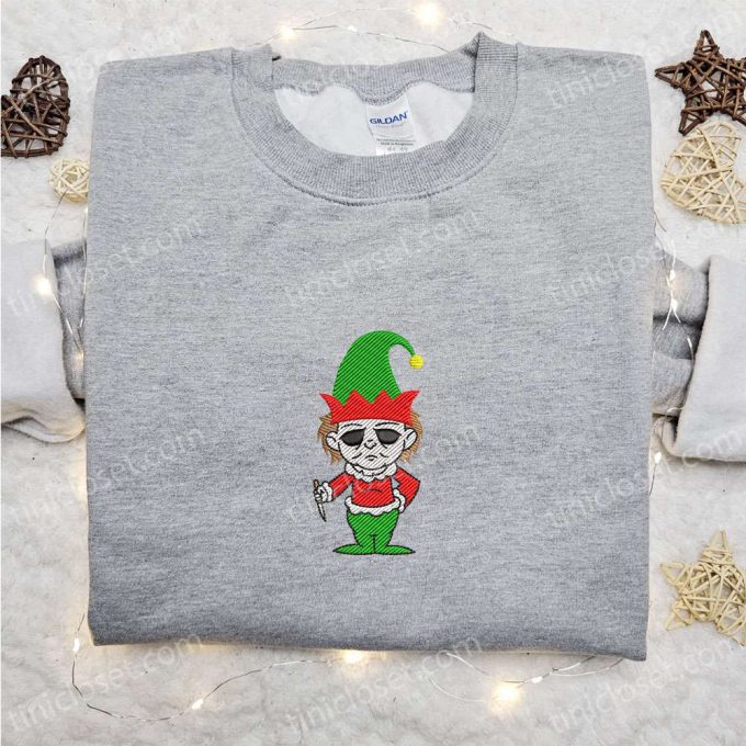 Spooktacular Michael Myers Elf Embroidered Shirt Halloween Hoodie & Christmas Sweatshirt