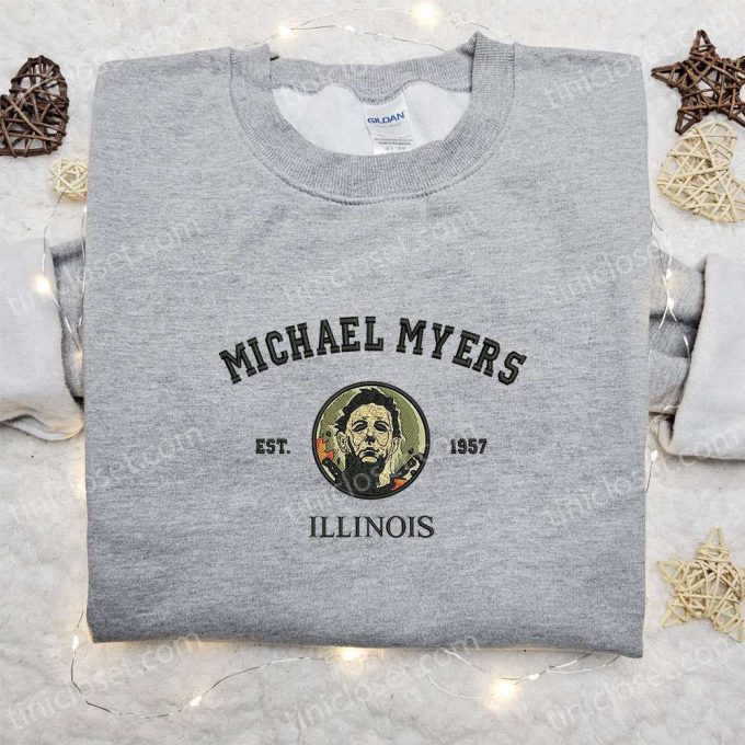 Michael Myers Est 1957 Illinois Hoodie: Horror Movie Characters Embroidered Sweatshirt – Spooky Shirt