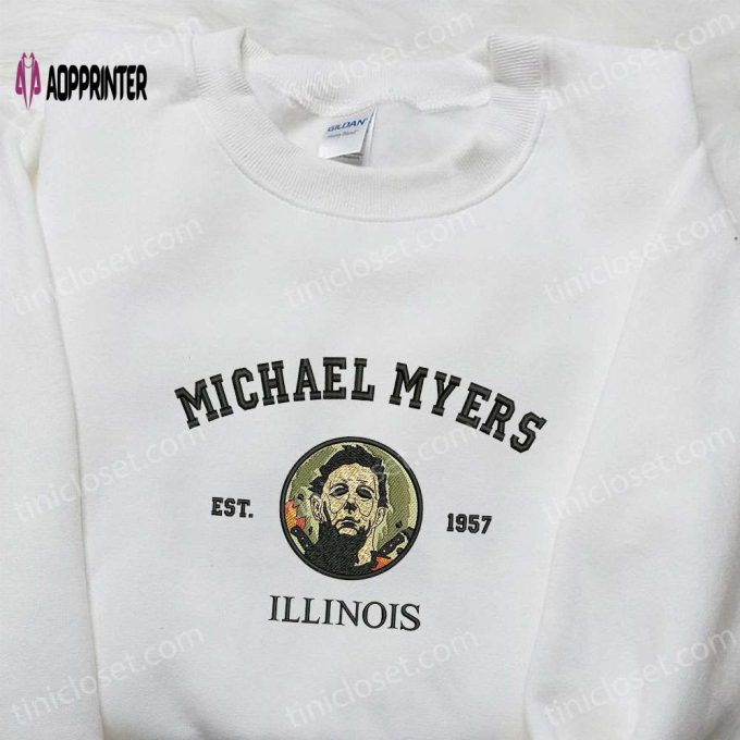 Michael Myers Est 1957 Illinois Embroidered Hoodie: Horror Movie Characters Sweatshirt