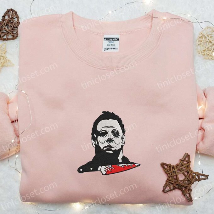 Michael Myers Knife Embroidered Shirt: Halloween Horror Movie Gift Idea