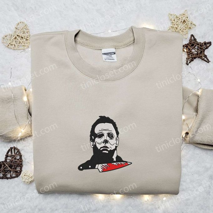 Michael Myers Knife Embroidered Shirt: Halloween Horror Movie Gift Idea